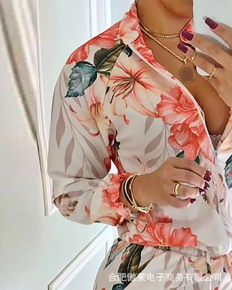 

2021 new women's full-frame floral long-sleeved cardigan repair