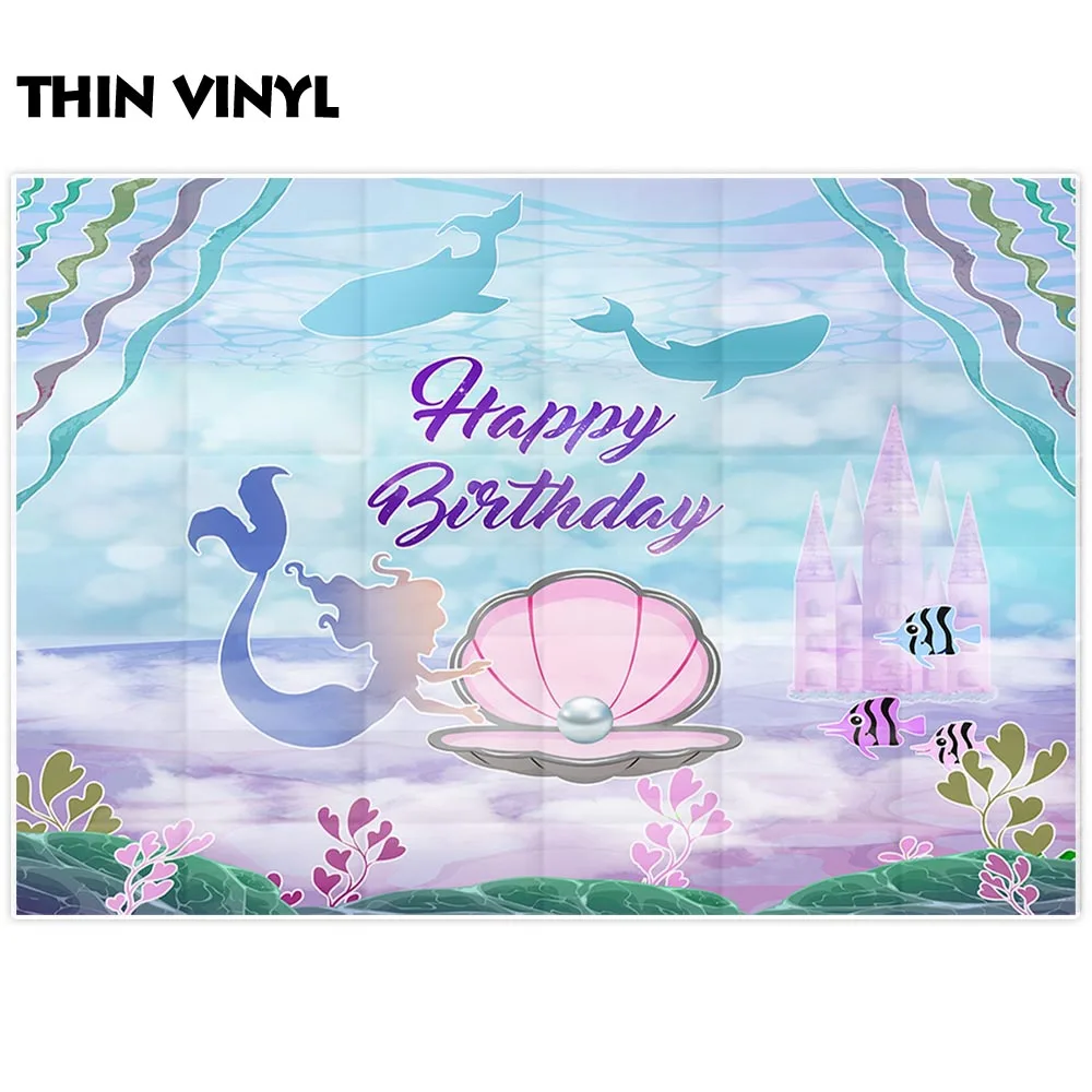 Allenjoy Русалка 1-й День рождения фон для девочки замок коралловый ракушки жемчуг