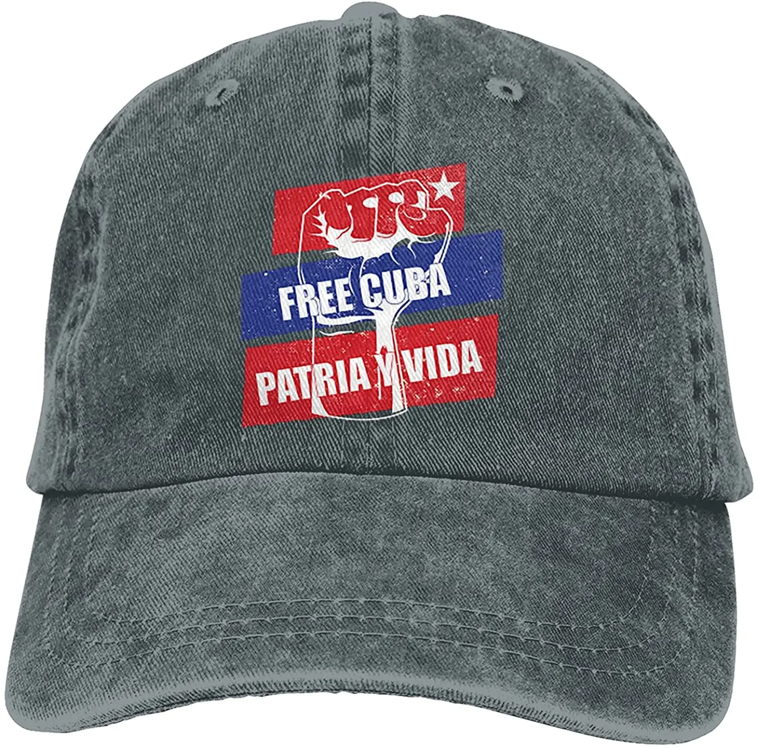 

Free Cuba Patria Y Vida Hat,Adjustable Baseball Cap Unisex Cowboy Hat Denim Cap Washable Hats