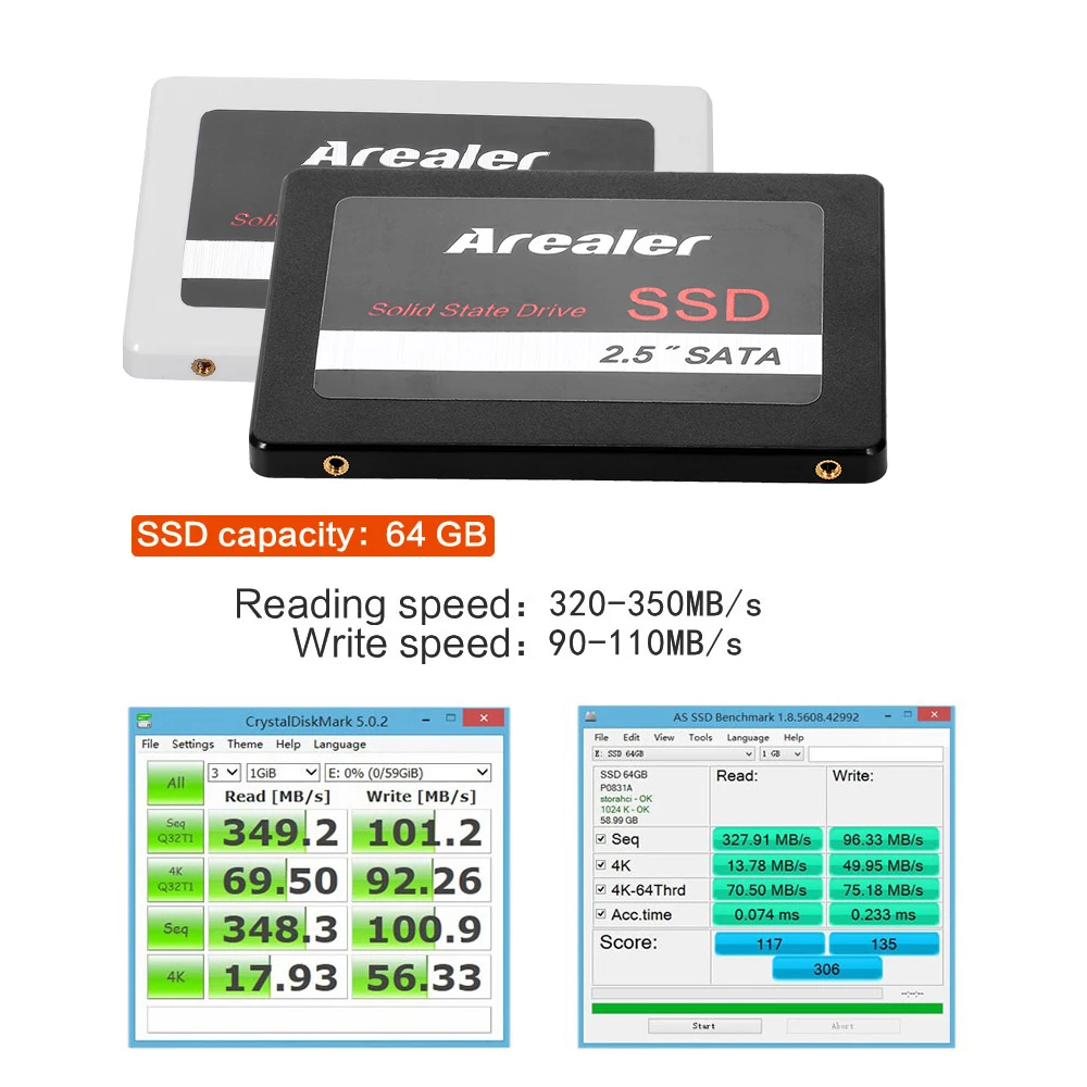 Arealer SSD 64 ГБ 128 1 ТБ 2,5 дюймов твердотельный накопитель SATA3.0 твердотельный накопитель(SSD) Высокое Скорость хранения для настольного компьютера ноутбука