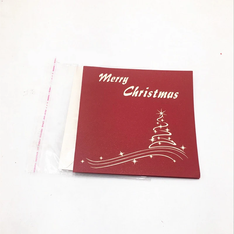 

Christmas Tree 3D Pop Up Greeting Cards With Envelope Laser Cut Merry Christmas Cards New Card For Christmas Party Decoration