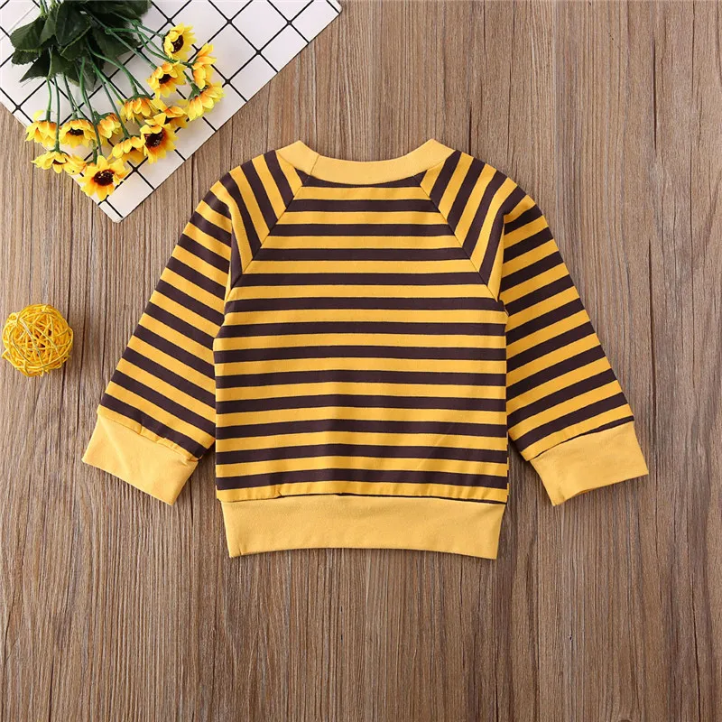 Повседневная хлопковая Детская толстовка Pudcoco в полоску пуловер с длинным