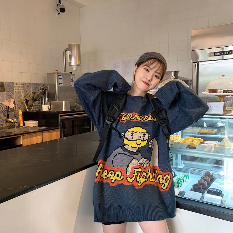 Свитер Свободная верхняя одежда в Корейском стиле бойфренд | Женская