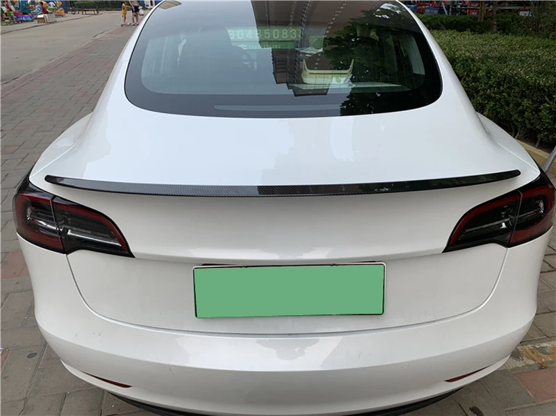 Для Tesla Model 3 Blue Star 2017-2021 черный карбоновый стиль спойлер заднего багажника крыла