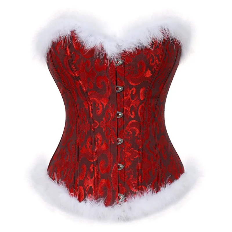 Women's Christmas Corset Santa Costume Sexy Corsets Bustiers Lingerie top Corsets Overbust Plus Size Sexy Red Burlesque Costumes