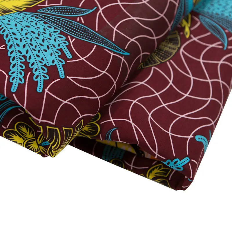 Африканская ткань 2019 Новые поступления модный желтый и синий цветочный принт