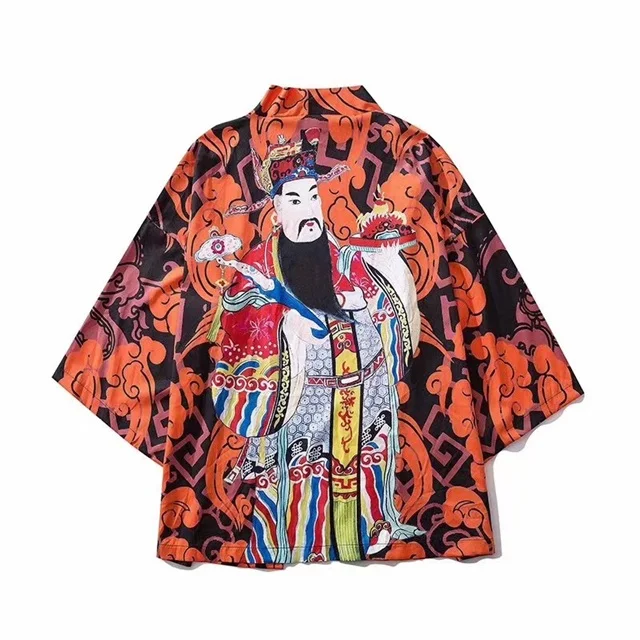 style H Японские кимоно для мужчин кардиган рубашка блузка юката мужчин haori obi одежда самураев мужской кимоно кардиган - Цвет: style H