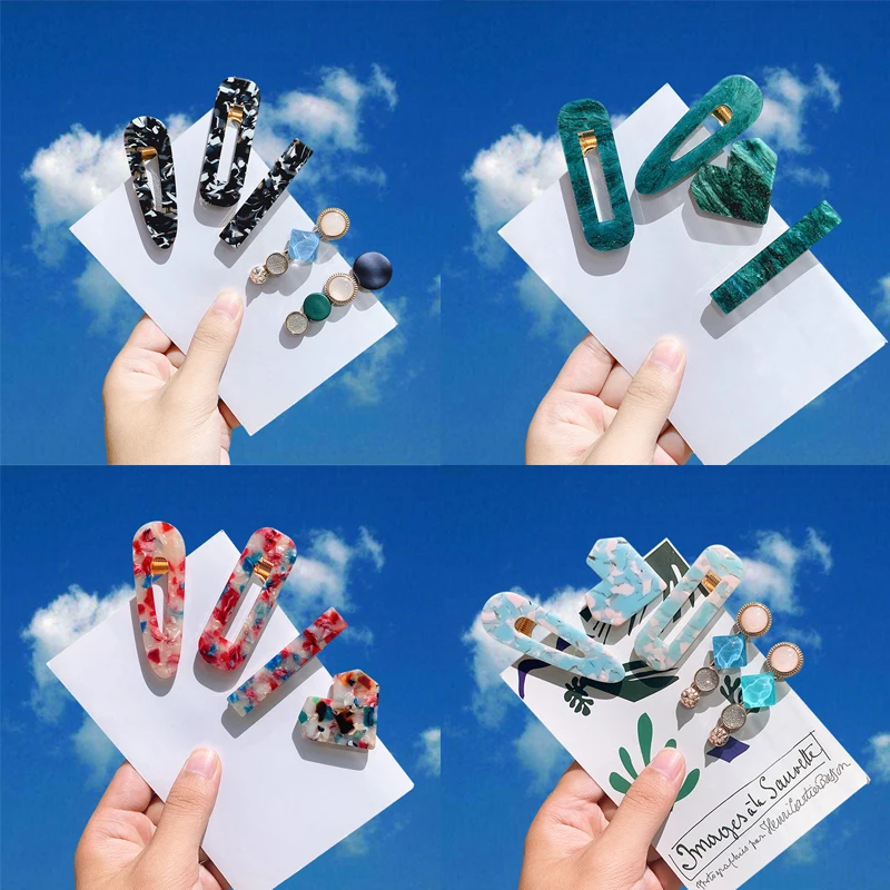 1 компл. Заколки для волос из акриловой смолы заколки с мраморной текстурой