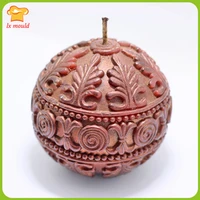 3d spherical embossed candle silicone moulds retro texture religious holiday baking tools