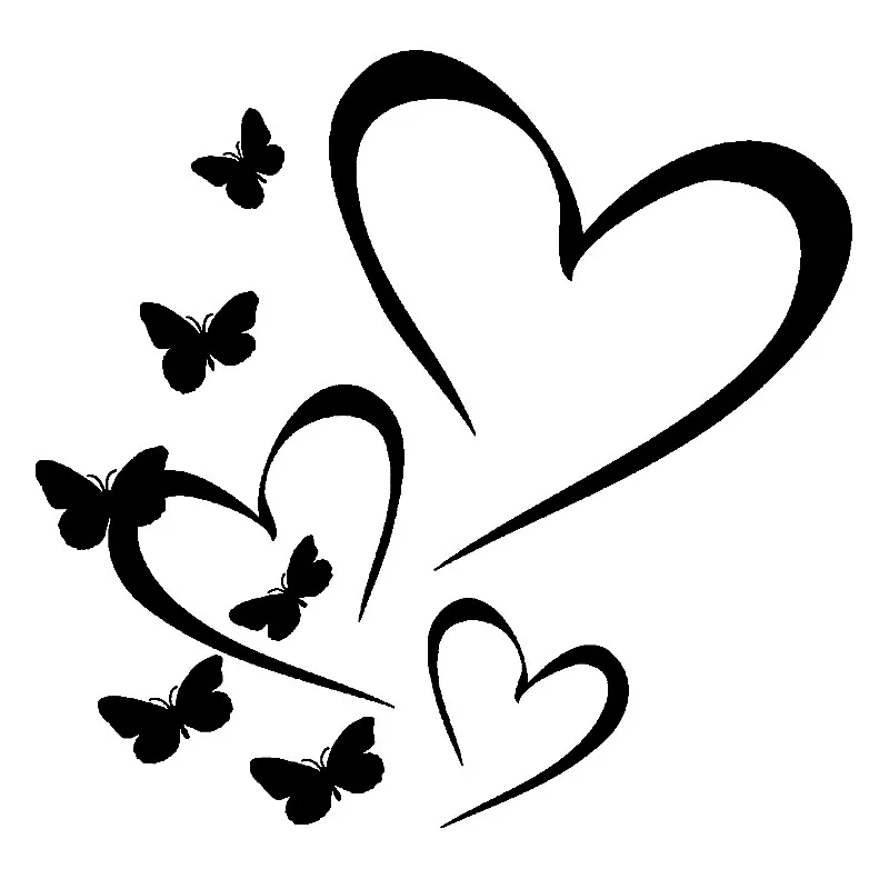 

15CM*14.3CM Romantic Love Heart Butterfly Decor Car Sticker Vinyl Decal Black/Silver C24-0196
