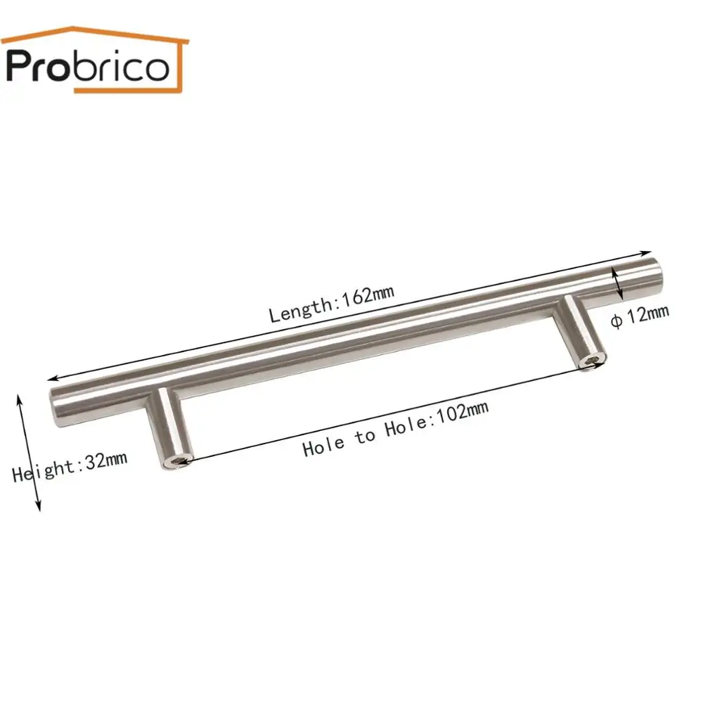 Round Bar 102 Probrico ручки для ящиков, мебельные ручки для кухонного шкафа, Т-образные дверные ручки, ручки для ручек, диаметр 12 мм/14 мм - Цвет: Round Bar 102