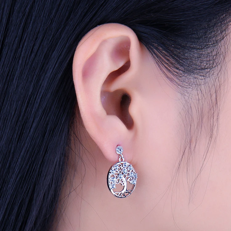 JewelryPalace Round Created Light Blue Spinel Life Of Tree Stud Earrings 925 Sterling Silver Sweet and romantic party plant