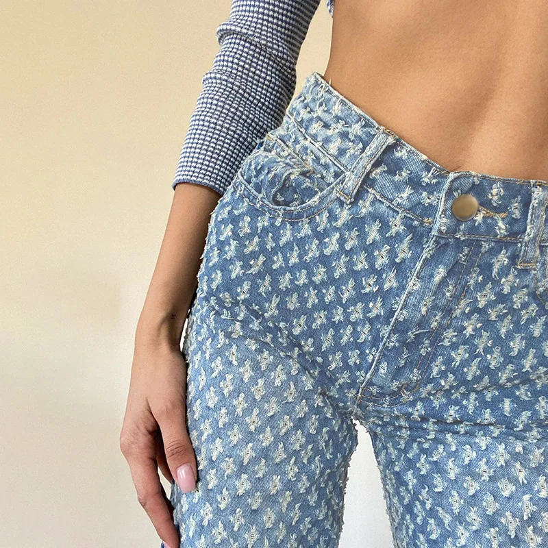 

Винтажные женские джинсы Y2k, рваные свободные джинсы-бойфренды, весенние потертые джинсы для девушек, широкие брюки фигуристки в стиле Хара...