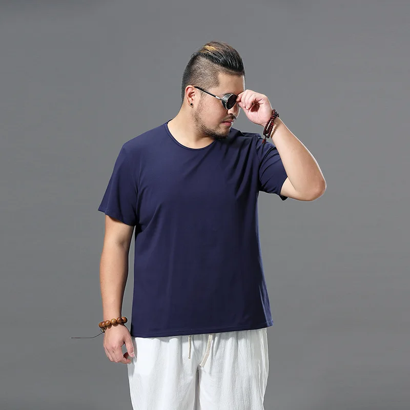 

summer cotton male big o-neck t shirt solid color fat guy plus size men's Casual short-sleeve simple T-shirt M-9XL big tshirts