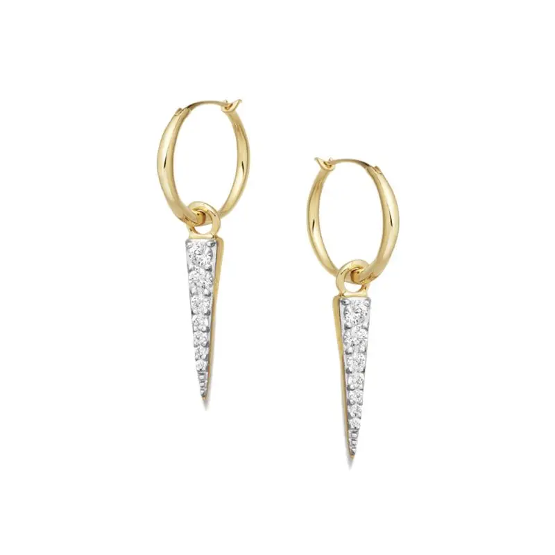

Euro-American niche shaped triangular zircon HOOP two-piece set for disassembling circle Earrings