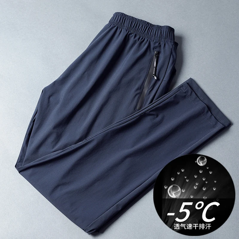 

Customize LOGO Men Winter Warm Fleece Running Trousers Quick Dry Ice Silk Gym Fitness Track Pants Training Straight Sportswear