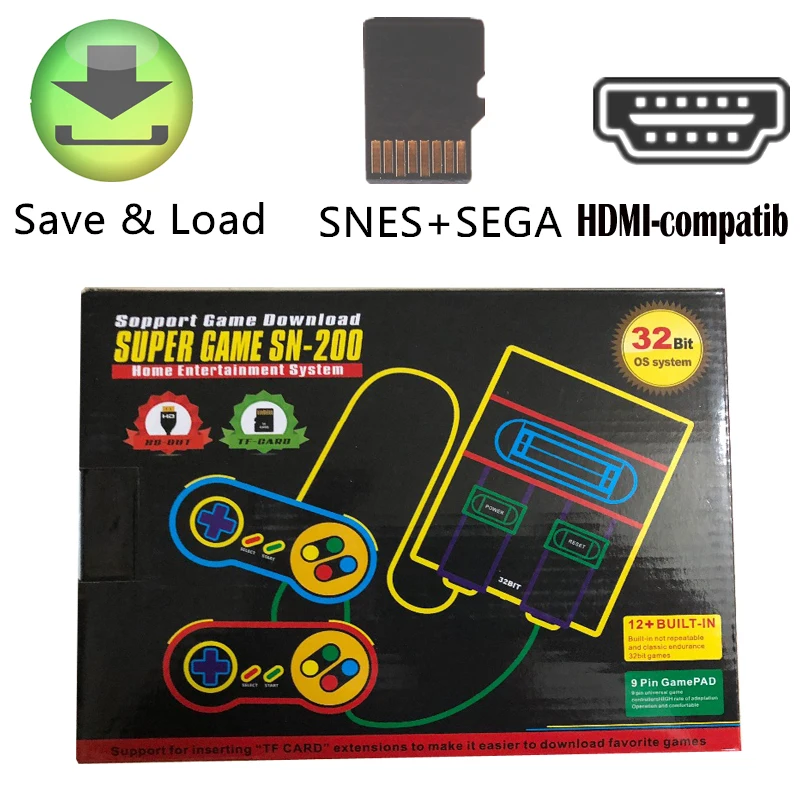 Ретро игровая консоль со слотом для карт TF Snes Sega Megadrive HDMI-совместимая поддержка