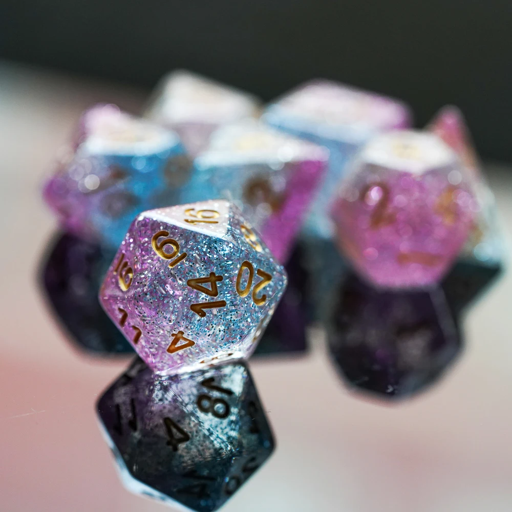 7 шт./компл. фотоблестящие трехслойные игральные кости D &amp D4 D6 D8 D10 % D12 D20 набор