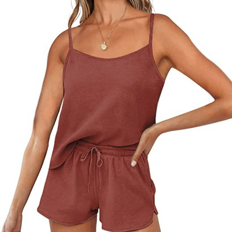 

Women Sexy Pajamas Set Lace Spaghetti Strap Lingerie Sleepwear Suit Casual V-Neck Female 2 Piece Nightwear Shorts Set