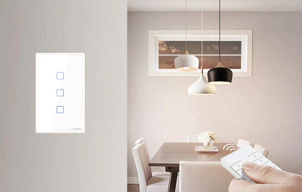 Sonoff T2 US Wifi сенсорный выключатель, приложение Ewelink 433 RF пульт дистанционного управления, работает с Alexa Google Home умный дом
