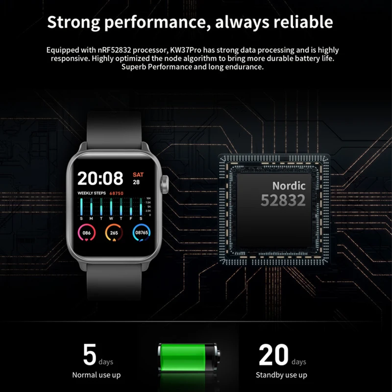 

Makibes KW37 Health Accurate Temperature Detection Smart Watch IP68 Waterproof Tracker Blood Pressure Smartband Clock Wearab
