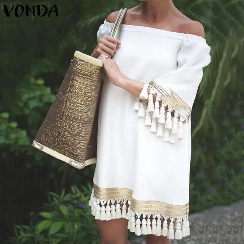 

Beach Sundress Women Sexy Off Shoulder Party Dress Female Vintage Mini Dress 2022 Summer Holiday Casual Vestidos