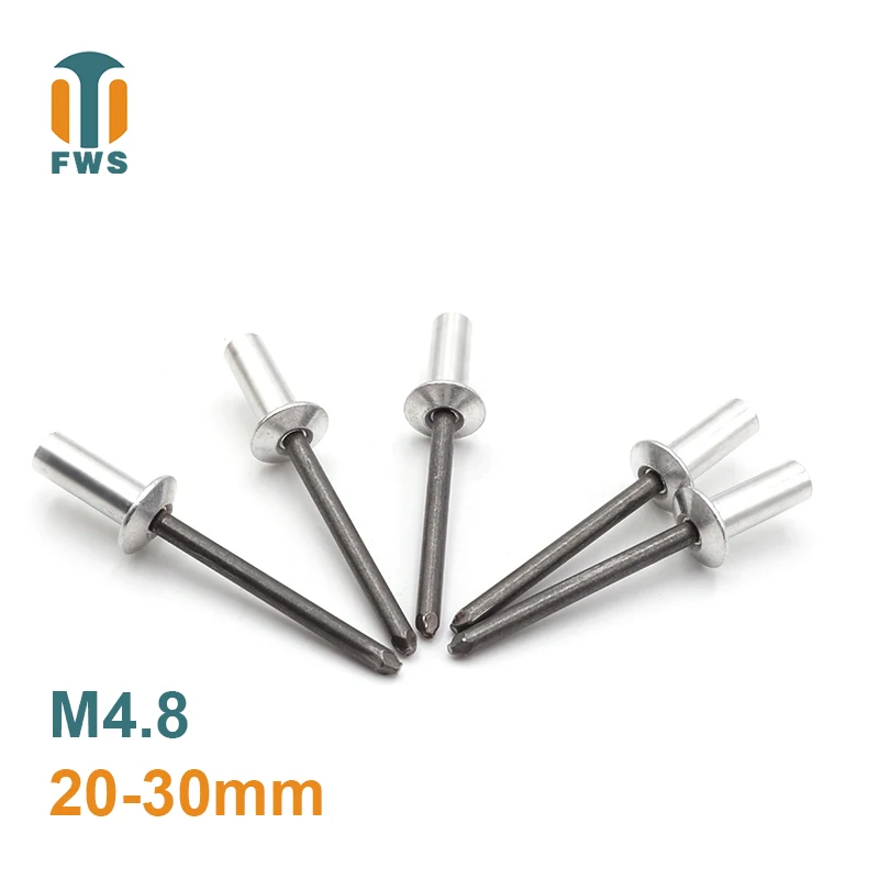 

10PCS M4.8 20-30mm DIN EN ISO 15973 GB /T 12615.1 Aluminum Steel Closed End Blind Rivet With Break Pull Mandrel Protruding Head
