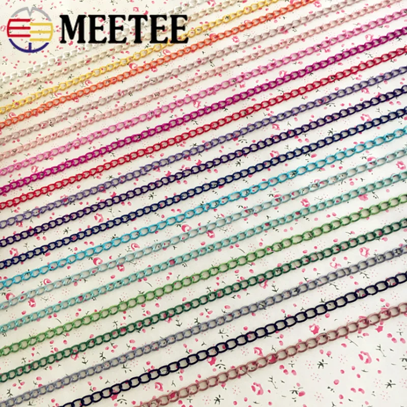 Meetee 5 метров 5*7 мм цветная металлическая плоская твист цепочка сумка ремешок