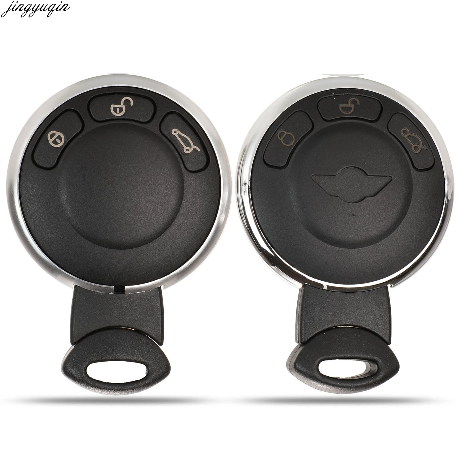 

Jingyuqin 5pcs Remote Car Key Case Shell For BMW Mini Cooper 3 Buttons Auto Smart Key Housing With Battery Holder & Blade