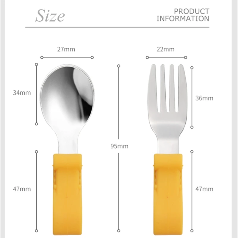

Beeshum Baby Tableware Short Spoon Fork Set Learn Eating Training Spoon Infant Stainless Steel Baby Gadgets Children Cutlery