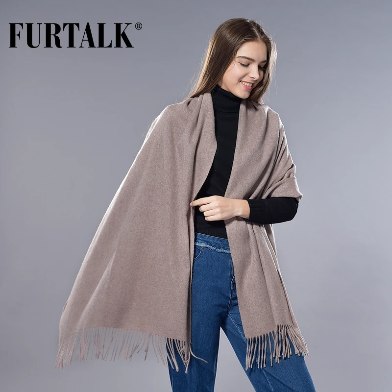 FURTALK шарф из овечьей шерсти для женщин кашемировый шарф пашмины Бандана Зима Осень длинный женский шарф шали из фуляра femme