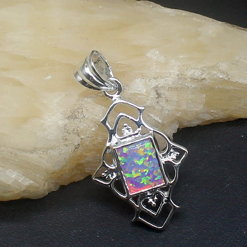 

Fashion Jewelry Unique Genuine 925 Silver Natural Mystical Fire Opal Pendant Necklace Gifts for Women Girls 20213871