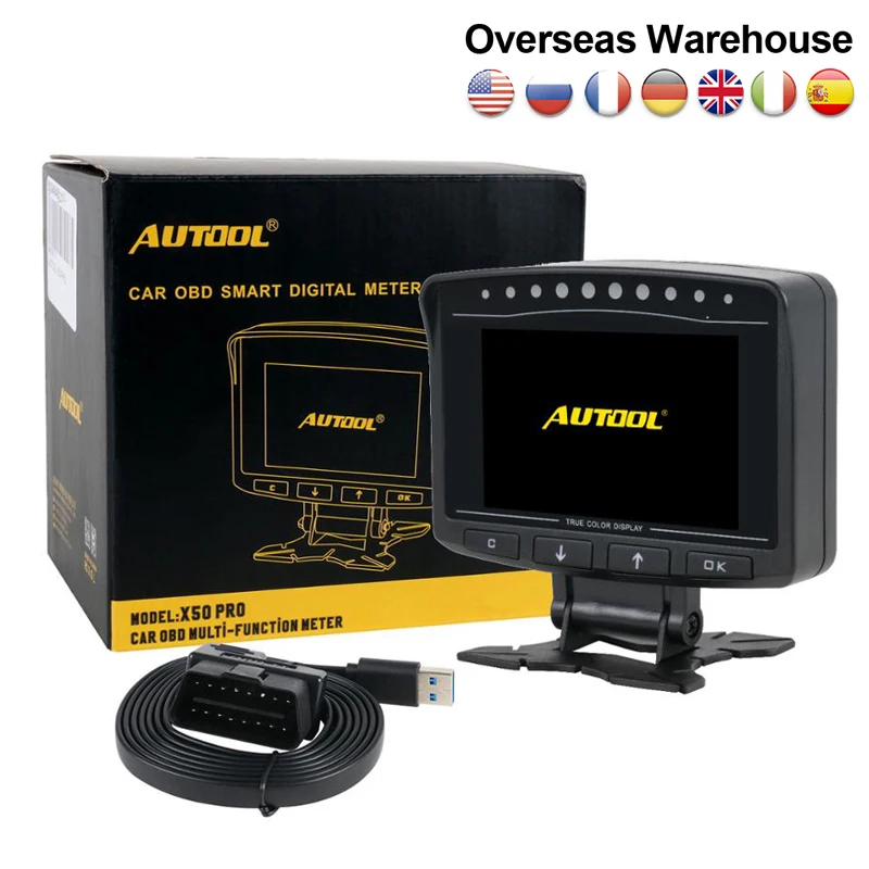 Автомобильный компьютер AUTOOL X50 Pro 12 В HUD OBD2 II индикатор обнаружения неисправности