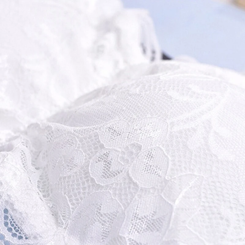 

Womens Floral Lace Seamless Bandeau Wire Free 3-Hook Bralette Strapless Tube Top