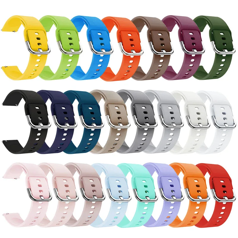 

20mm 22mm Silicone Band for Samsung Galaxy Watch Active 2 Watch 3 45mm 42mm Gear S3 Watchband Bracelet Strap for Amazfit bip