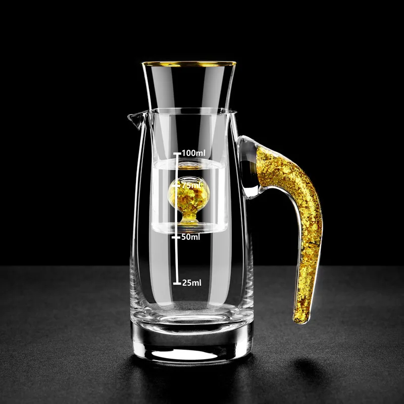 24K из золотой фольги Кристальный стеклянный бокал для ликера и спиртных напитков