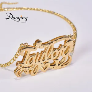 DUOYING на заказ двойное позолоченное объемное ожерелье с именной табличкой персонализированное многослойное колье 2020 новый стиль для женщин ожерелье ювелирные изделия