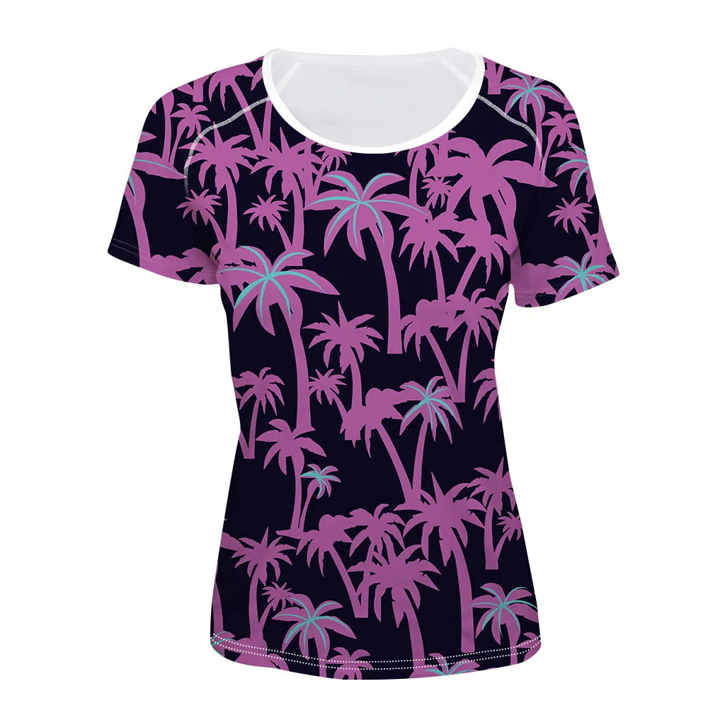

Summer Women Colorful Pattern Tshirt Vigorous Plant T Shirts Female Short Sleeves T-shirt Streetwear