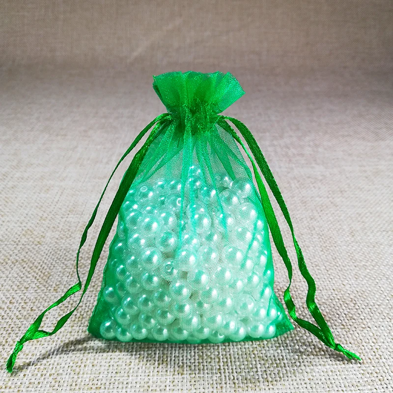 dark green 50 шт./лот, 5x7x9, 9x12, 10x15 см, сумки из органзы для упаковки ювелирных изделий, сумки для украшения свадебной вечеринки, сумки для подарков, 24 цвета - Цвет: dark green