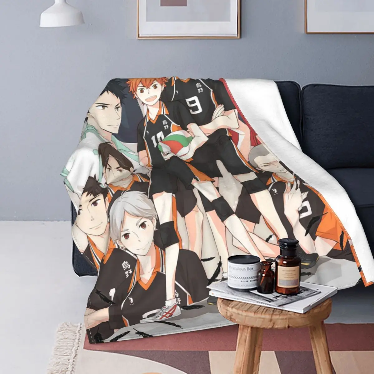 Флисовое одеяло Haikyuu Karasuno Team легкое японское брикет для кровати дивана