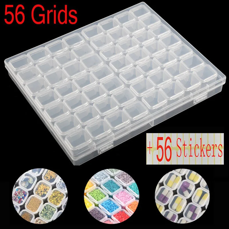 

New Plastic 5d Diamond Painting Accessories 56pcs Bottles Container Storage Box Diamant Painting Holder Daimond painting Box