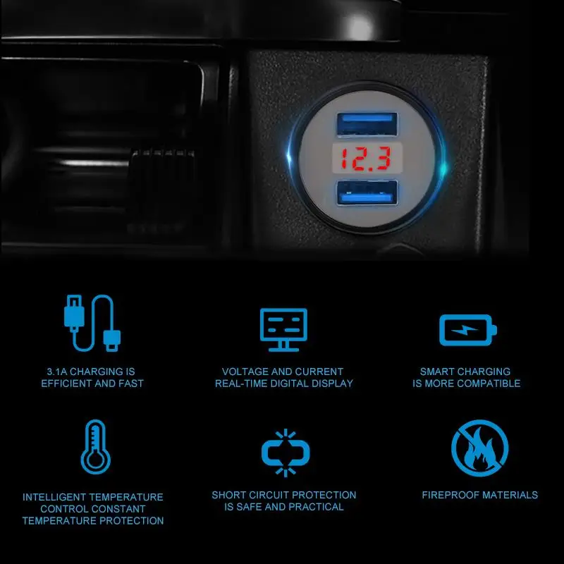 Универсальное зарядное устройство для прикуривателя с 2 портами USB адаптер