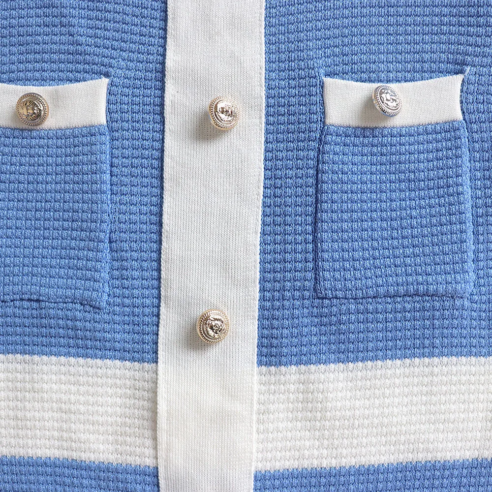 

Western Style African Women's Ice Silk Thread Woolen Elasticity Mid-length Color Contrast Splicing Button Women's Dress Oversize