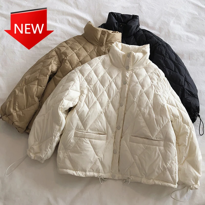 

Теплый короткий пуховик, Повседневная Женская куртка на 90% белом утином пуху, свободная женская зимняя верхняя одежда, зимняя женская Толст...