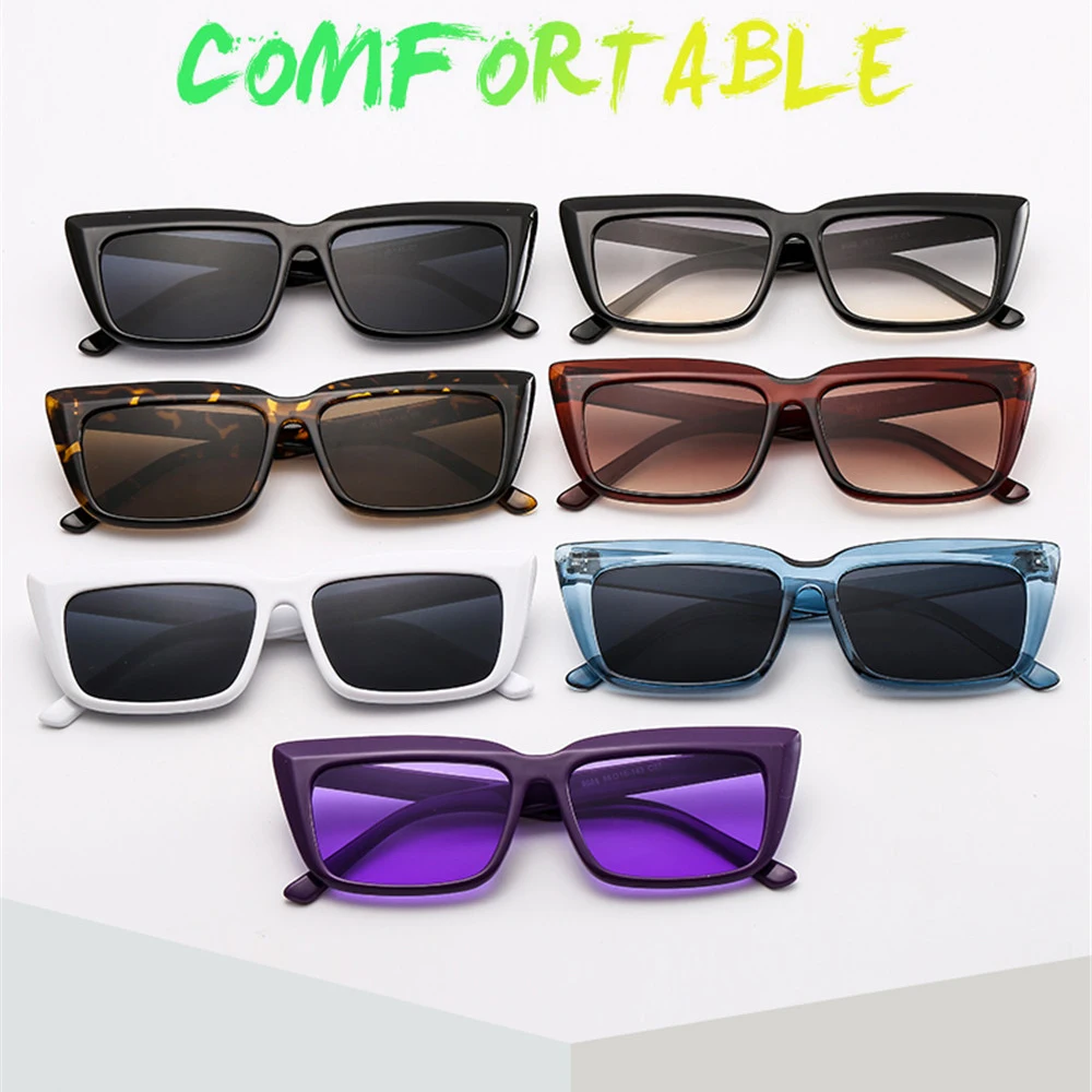 

Trendy Black Thick Frame Sunglasses Women 2020 Vintage Luxury Brand Rectangle Sun Glasses Shades Female Black Blue Purple Gafas