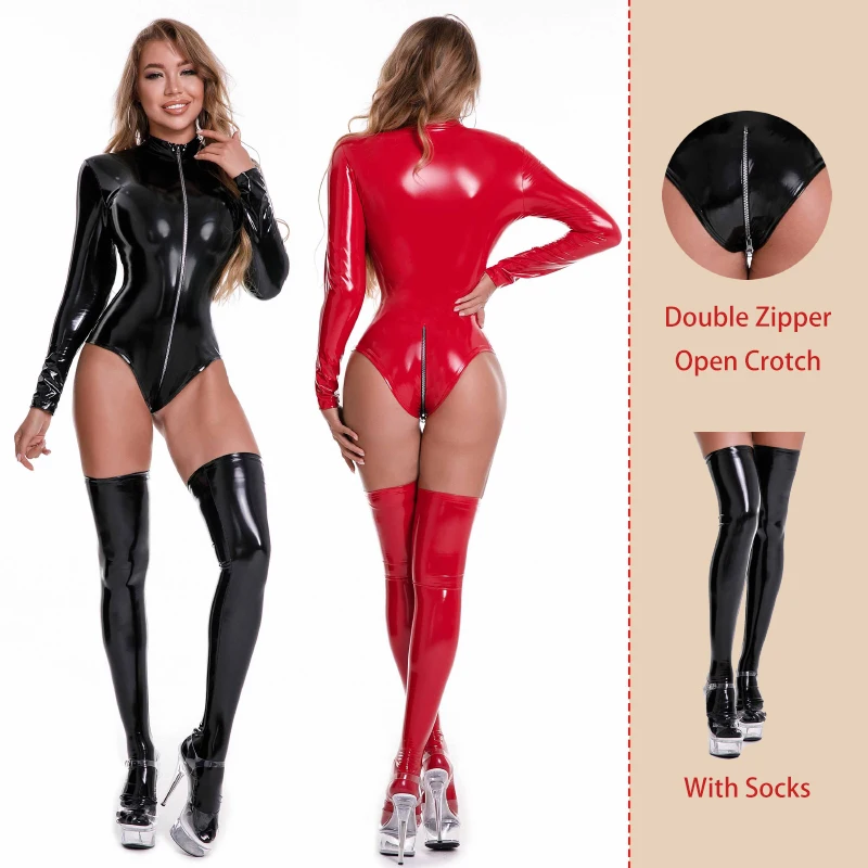 Горячее эротическое женское белье AIIOU сексуальное боди из искусственной кожи