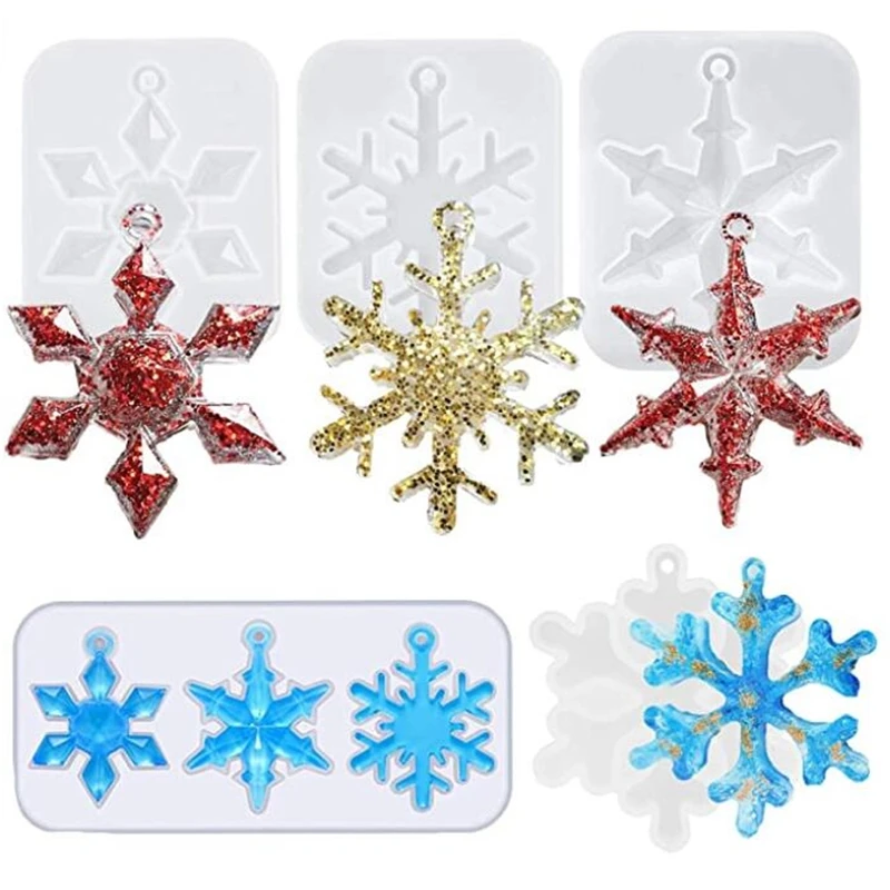 

Snowflake Silicone Mold - Christmas Resin Molds - 5 Pcs Snowflake Molds Christmas Molds for Soap, Candle, Resin Casting