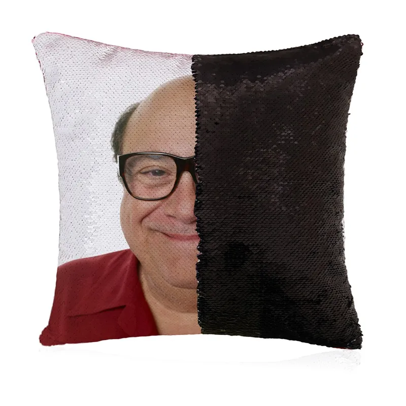 black Блесток Подушка «русалка» крышка Danny Devito Уход За Кожей Лица Забавные двухсторонняя волшебная, скидка, накидка для подушки, Цвет изменения 16x16 - Цвет: black