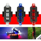 Задний светодиодный фонарь для велосипеда, красный, белый, синий свет, зарядка через USB, предупреждающий фонарь безопасности