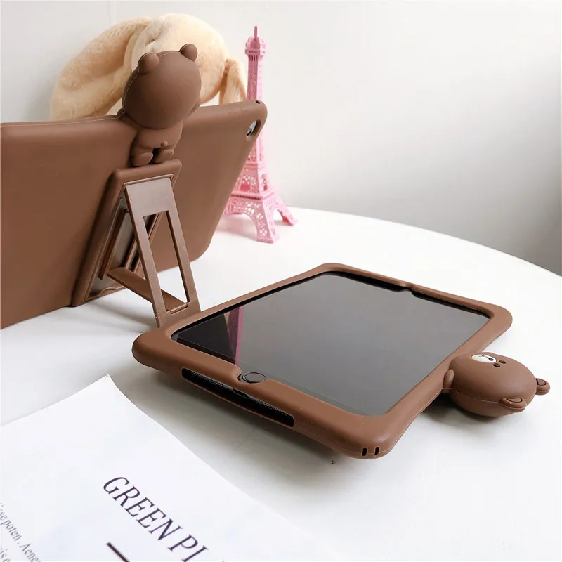 

Kids Case for iPad 7/10.2Soft Silicon Child Lovely Stand Tablet Cover for Ipad 8th 9.7 inch 2018 Mini 5 4 3 2 Air 2 6th2020
